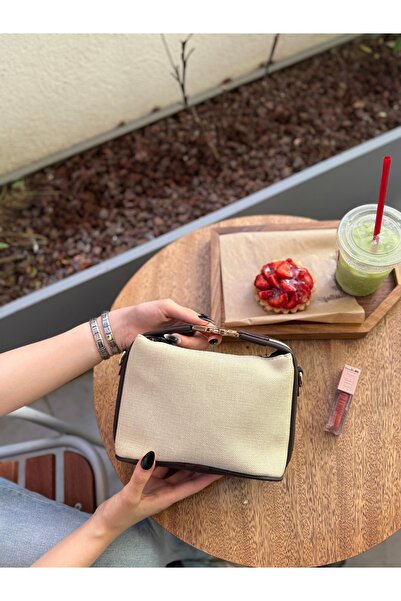 bahwar Gold Lock Linen Women's Bag Brown