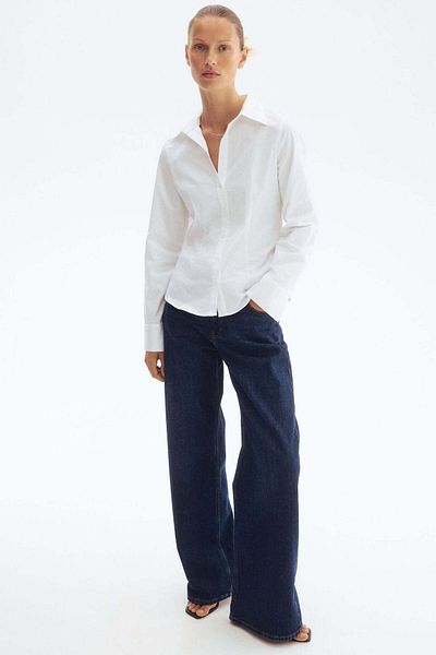 H&M قميص قطني مطاطي