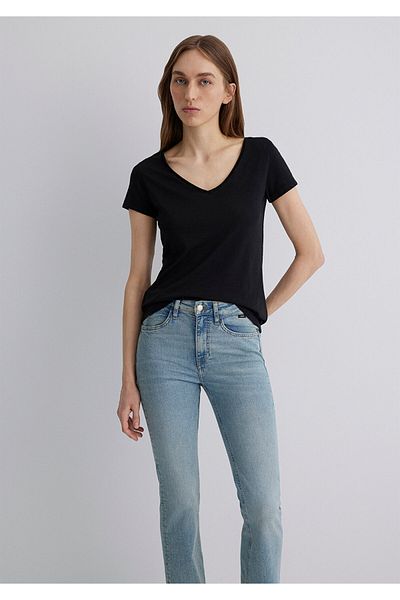 Mavi Black Modal V-Neck Slim Fit T-Shirt - 166446 -900