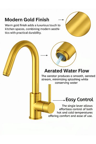 HESANIT Pull-Out Kitchen Mixer Gold