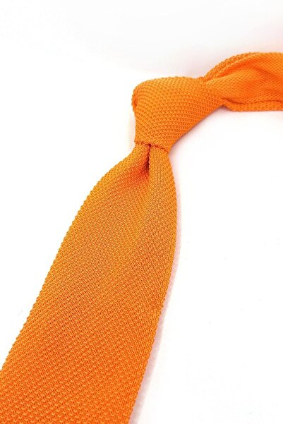 La Pescara Orange Plain Weave Tie Ör8348