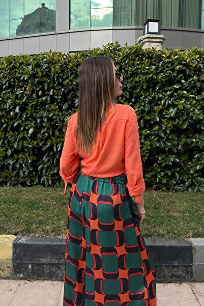 NEW LAVİVA Оранжеві штани з гумкою на талії, кишенями, іспанським кроєм / широкими штанинами, спеціальна тканина, зручний крій - підходять для носіння з хіджабом