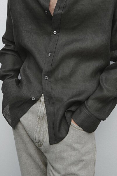 Massimo Dutti %100 keten regular fit gömlek