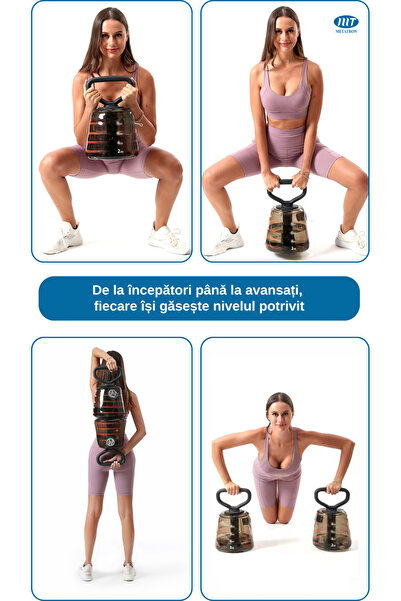 METATRON mT Set 2 Gantere gonflabile tip Kettlebell, cu apă, 1-7 kg, transformabile în halteră