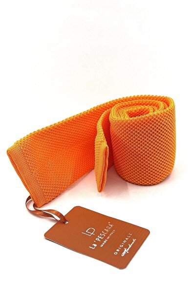 La Pescara Orange Plain Weave Tie Ör8348