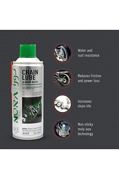 Nora Chain Lube Spray 450ml - Anti-rust, Long-lasting Lubrication N-512