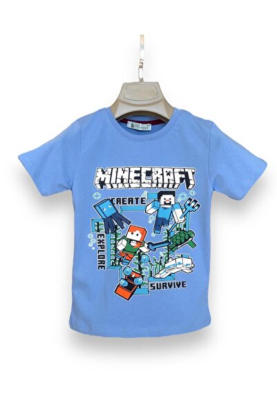 LİTTLE TORTOİSE Tricou din bumbac pieptănat de vară pentru băiat cu imprimeu Minecraf