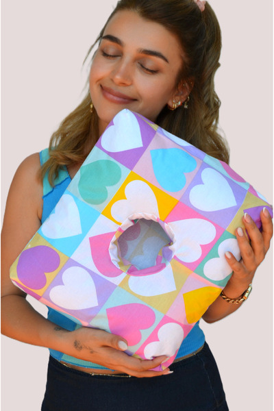 moonzy - minimalist & cozy Piercing Yastığı – Yıkanabilir Kılıflı Renkli Kalp...