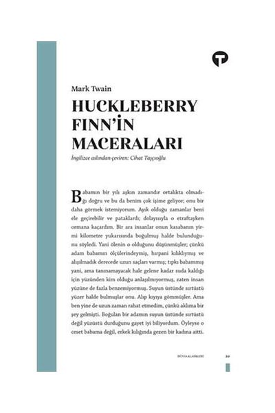 Turkuvaz Kitap The Adventures of Huckleberry Finn / / Mark Twain