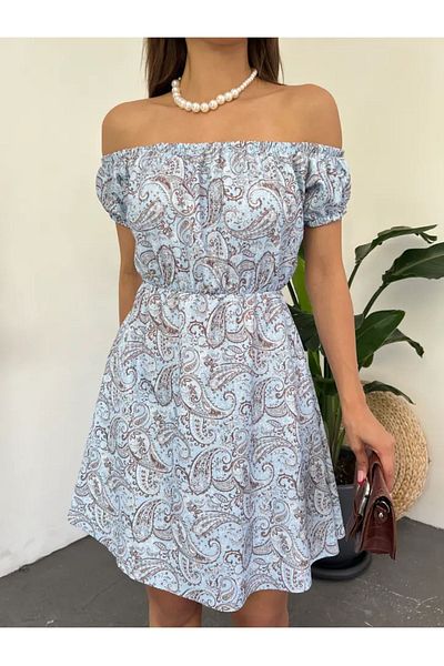 Nts Rochie cu imprimeu floral Madonna cu guler crinkle