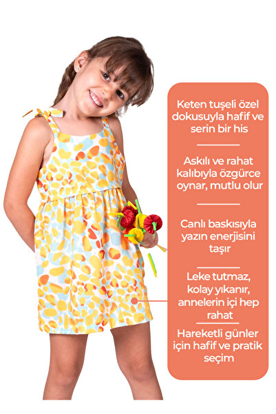 Ozmoz By Mukadder Özden Color Blocked Strap Summer Girl's Dress