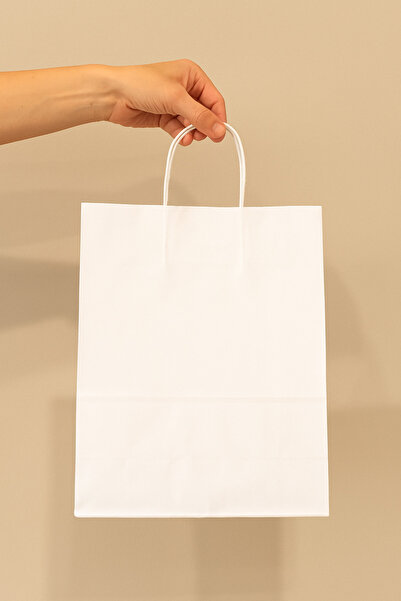 Çokaş Promosyon KARTON ÇANTA/BURGU SAPLI SİYAH - BEYAZ - CRAFT ÇANTA 19X8X24 CM (100 ADET)