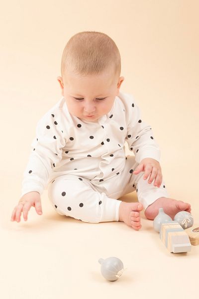 Vauva Girls Boys Baby Kids Jumpsuit Long Sleeve Snap Closure Unisex Dotted Sleeping Bag