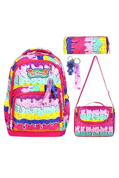My Easy Shop Set de 3 geanți de școală - Nutriție - Suport stilou cu breloc cadou