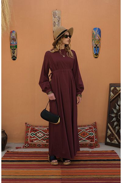 Fatma Atasoy Tunnel Gathered Cherry Cotton Dress