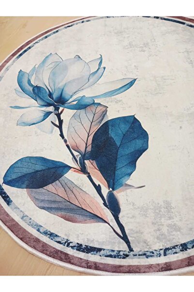 Ardizayn Watercolor - Non-Slip Base 3-Piece Round Bathroom Carpet, Bath Mat (100X100-60X60-40X60 cm Set of 3)