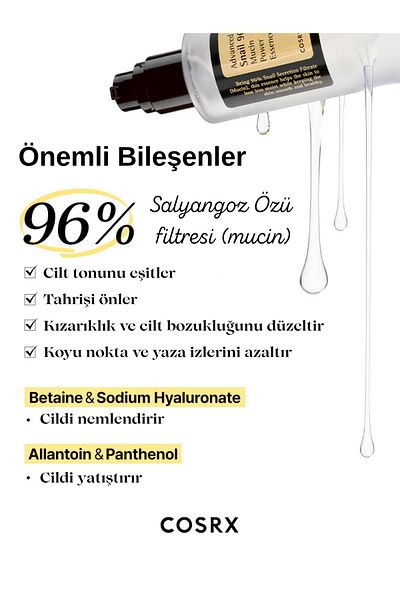 Cosrx Sérum s koncentrovaným extraktem ze šneka Advanced Snail 96 Mucin Power Essence, 100ml