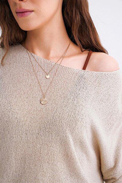 Mixray 6933 Women's Knitwear Boat Neck, Slim and Seasonbelli Sweater Stone