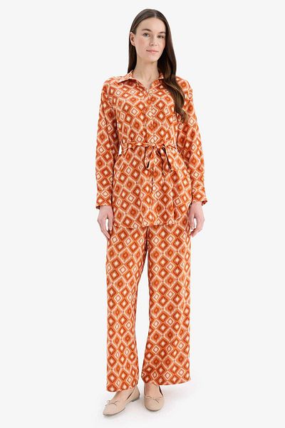 DeFacto Relax Fit Patterned Viscose Long Sleeve Tunic D9753Ax25Sm