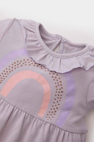 DeFacto Baby Girl Newborn Rainbow Printed Combed Cotton Jumpsuit C9488A524Sm