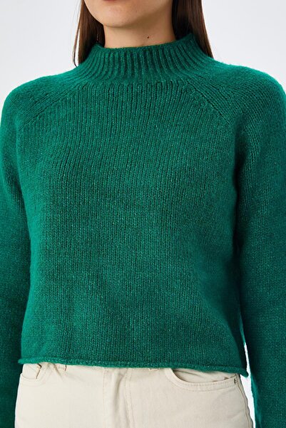 Mixray Πλεκτό Πουλόβερ Green Crop - 6854 Γυναικείο, Γιακάς