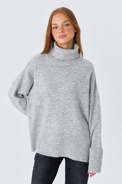 Mixray 6828 Pulover de damă, tricotaj cu mânecă dublă, gri