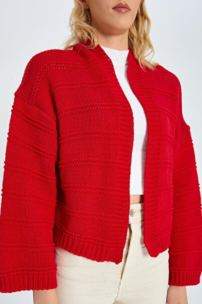 Mixray 6904 Red Knitwear Cardigan - Wide Sleeve Detail