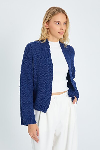 Mixray 6904 Women's Wide Sleeve Detailed Knitwear Cardigan Navy Blue