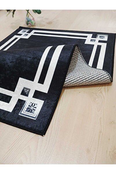Ardizayn Talya - Black 70x120cm Non-Slip, Non-Spill, Cotton Woven Base Bathroom Rug