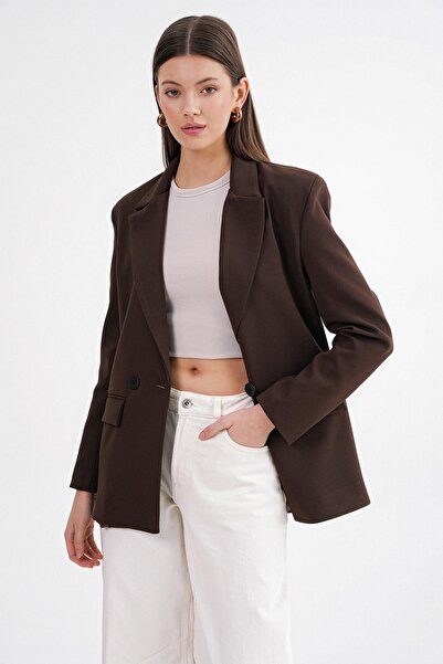 Mixray 4516 Γυναικείο λαδί Blazer Jacket Καφέ
