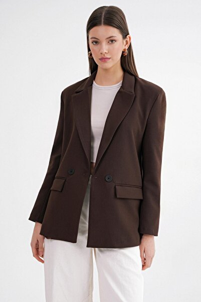 Mixray 4516 Γυναικείο λαδί Blazer Jacket Καφέ