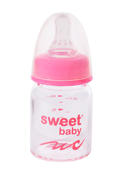 SWEET BABY Kristal Isıya Dayanıklı Cam Biberonlar 60 ml Pembe