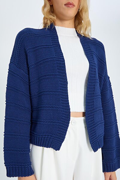 Mixray 6904 Women's Wide Sleeve Detailed Knitwear Cardigan Navy Blue