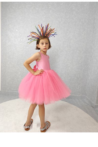 NSMLİFE Girl's Evening Dress Island, Pink Model, Tutu Dress