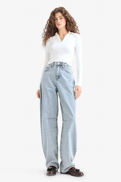 DeFacto Baggy Fit High Waist Long Jean Washed Trousers E9164Ax25Au