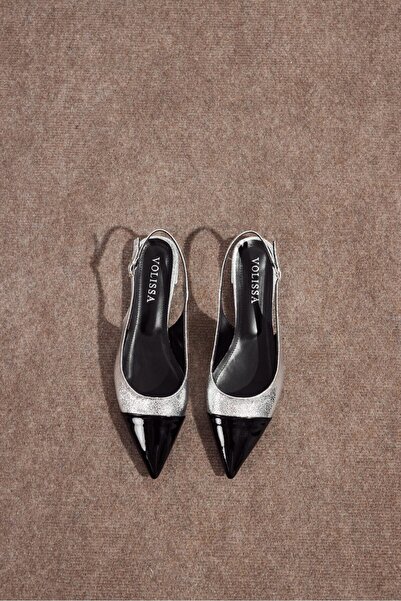 Volissa Nera Siyah Gri Parlak Deri Babet