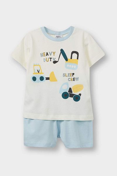 DeFacto Baby Boy 4 τεμαχίων πιτζάμες Σετ οχήματος με κοντό μανίκι χτενισμένο βαμβακερό σορτς E1192a525hs