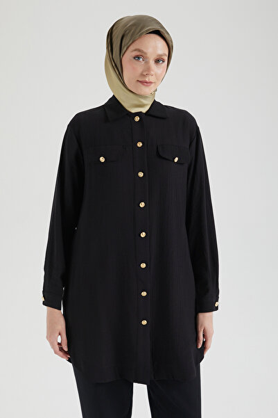 Armine Trend Düğmeli Sırt detaylı Yeni Tarz Çilek Kumaş Modern Tunik