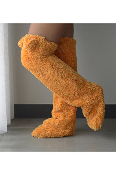 Özgüner Oyuncak Pabtex Eared Plush Socks Welsoft over the Knee Room Socks Winter Sleeping Socks Foot Warmer Long Socks