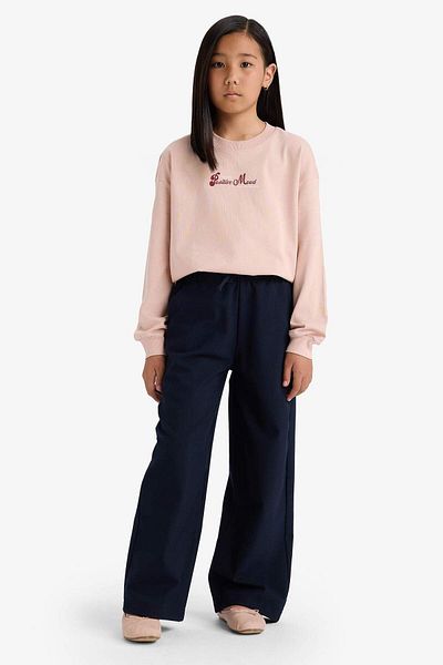 DeFacto Girls' Relax Fit Crew Neck Printed Thin Sweatshirt E8817A825Au