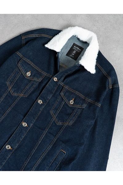 No Future Wool Fur Collar Oversize Denim Men's Jacket Nf0294Lc