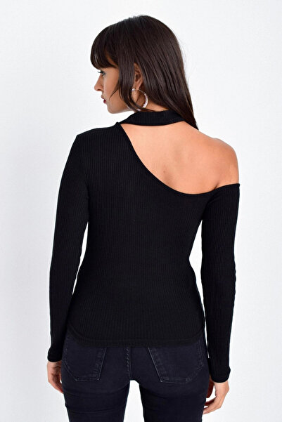 Cool & Sexy Černá dámská halenka na jedno rameno - CG53