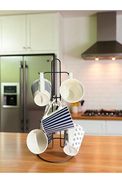 Monica Siyah-Dik Fincan Askılığı-Organizer-Bardaklık-Kupa Organizeri-Stand