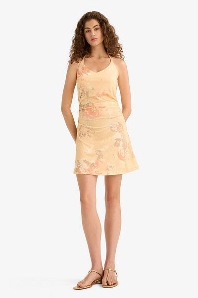 DeFacto V-Neck Floral Print Strap Mini Dress F9549Ax25Hs