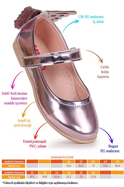 Kiko Kids Παπούτσια μπαλαρίνας για κορίτσια Friga Mirror Butterfly Velcro