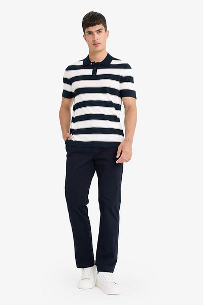 DeFacto Tricou cu mânecă scurtă cu dungi Polo cu gât standard E5439ax25sp