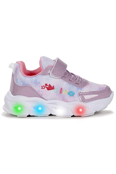 Kiko Kids Teno Cırtlı Işıklı Kız Bebek Spor Ayakkabı