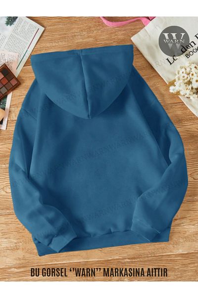 warn 3 Thread Colorful Hooded Oversize Sweatshirt Winter Unisex Cotton Ribbed Thick