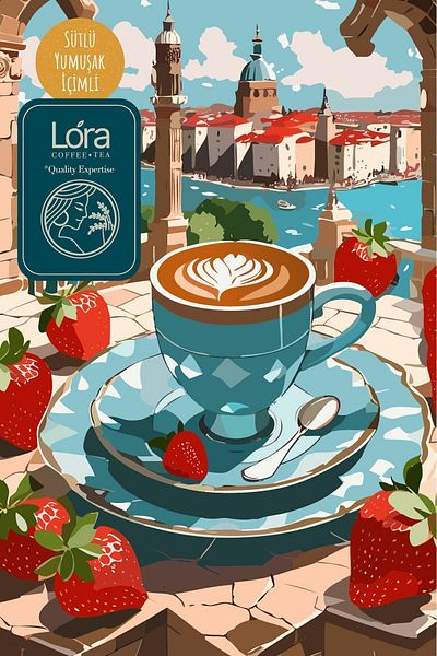 kahvelora 200g Mountain Strawberry Turkish Coffee - Soft Light Drink - Milky Sparkling Mountain Strawberry Flavored