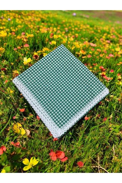 kissen Square Patterned Scalloped Tablecloth Picnic Cloth Tableware Cloth